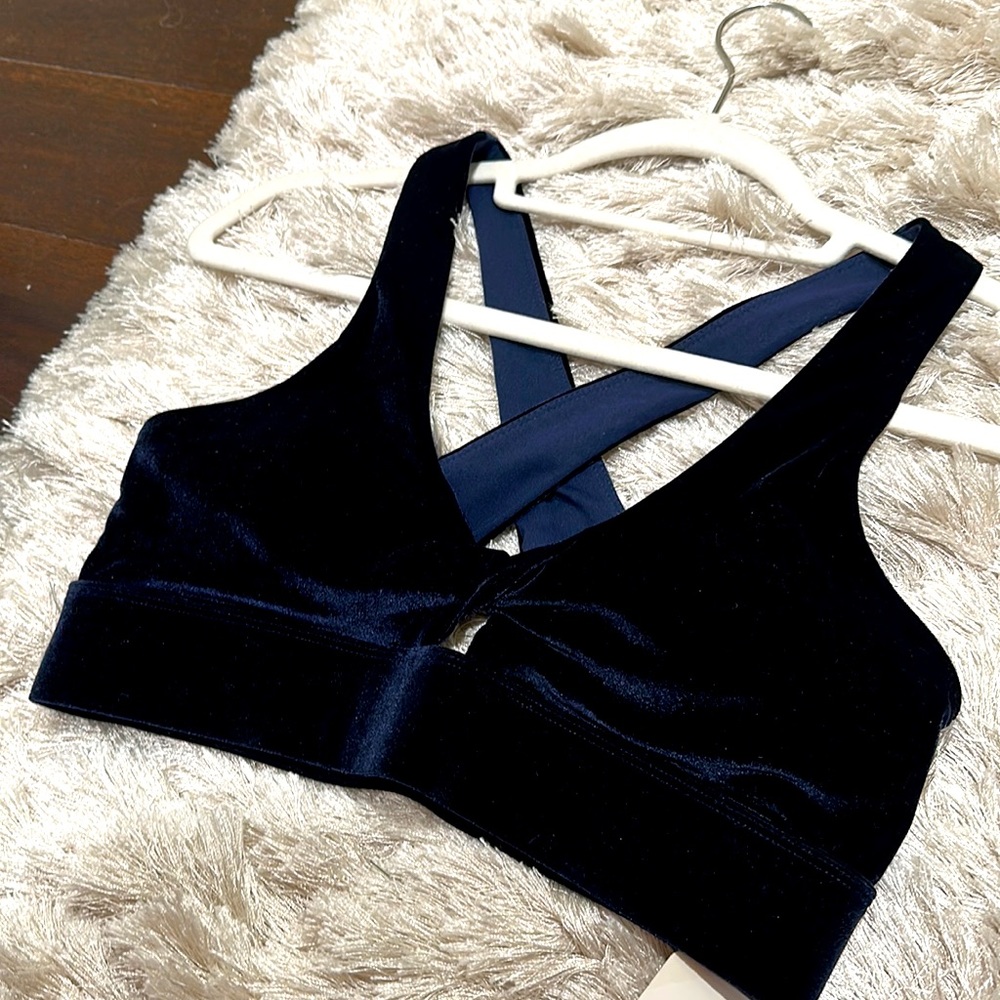 Fabletics Navy Blue Velvet Bra